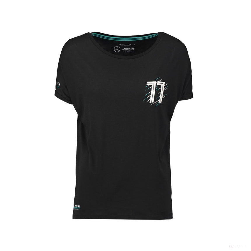 Mercedes Womens T-shirt, Bottas Valtteri 77, Black, 2018 - FansBRANDS®