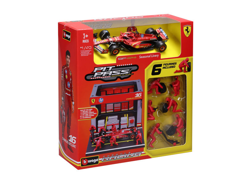 Ferrari model kit, pit pass, bburago, 1:43, Charles Leclerc, #16, SF-24