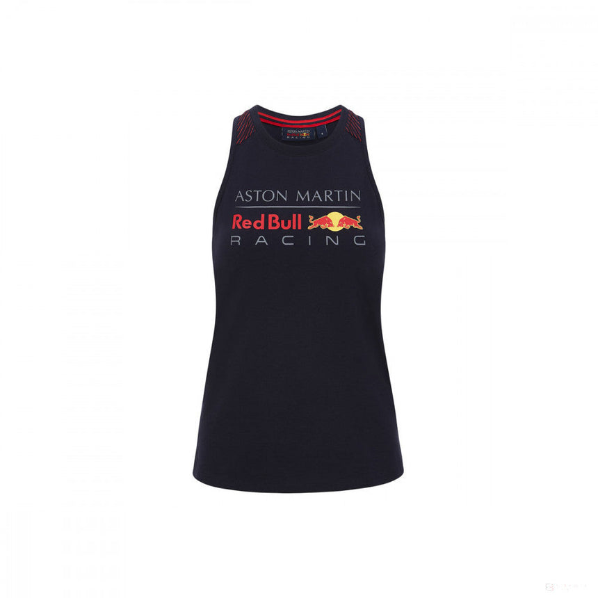 Women's sleeveless shirt with Aston Martin and Red Bull Racing logos front view