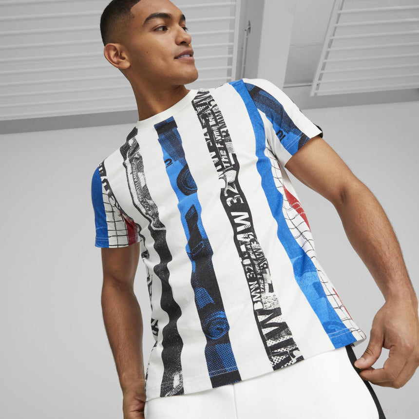 BMW MMS Striped Tee PUMA White-AOP - FansBRANDS®
