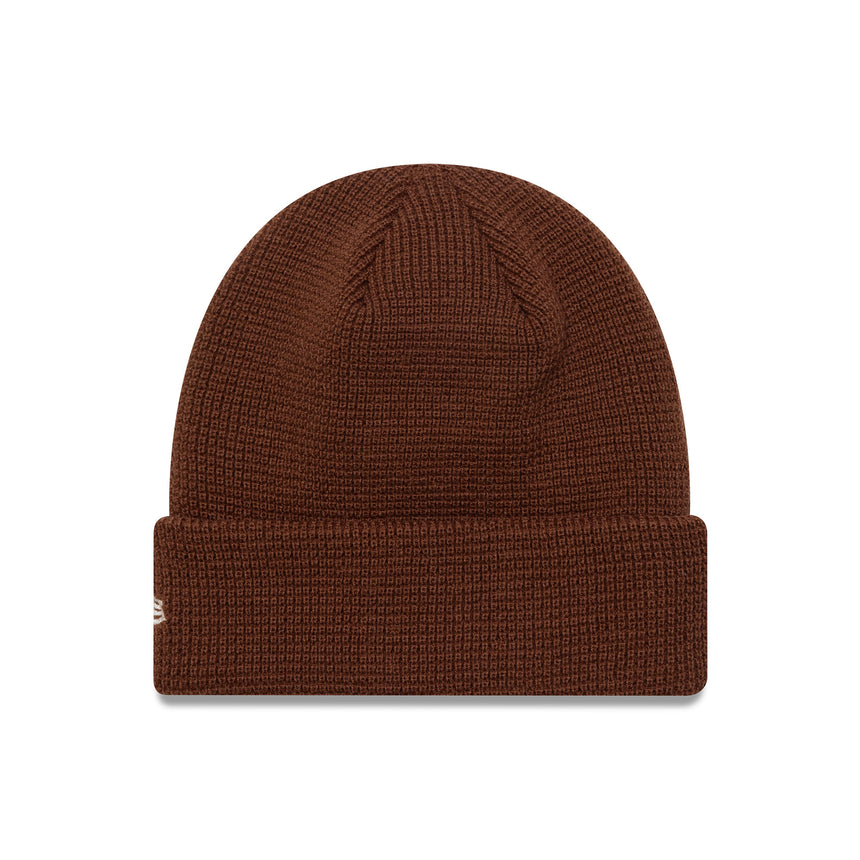 Alpine beanie, waffle cuff knit, New Era, brown