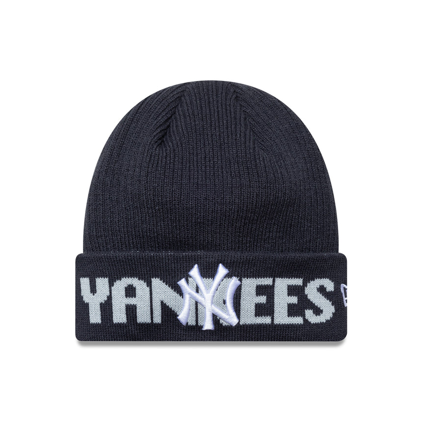 New York Yankees beanie, wordmark, blue