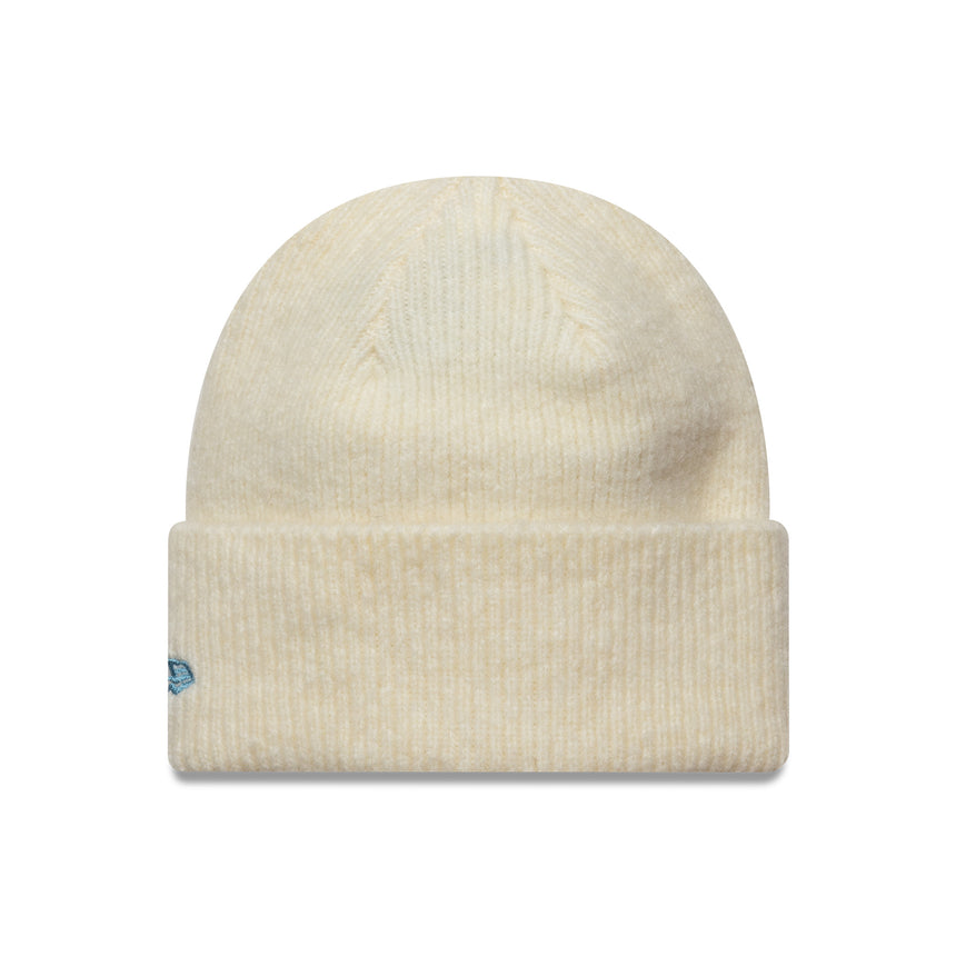 New York Yankees beanie, women's wide cuff, New Era, beige