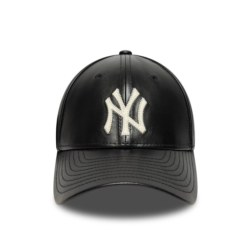 New York Yankees cap, leather, New Era, 9FORTY, mc, black