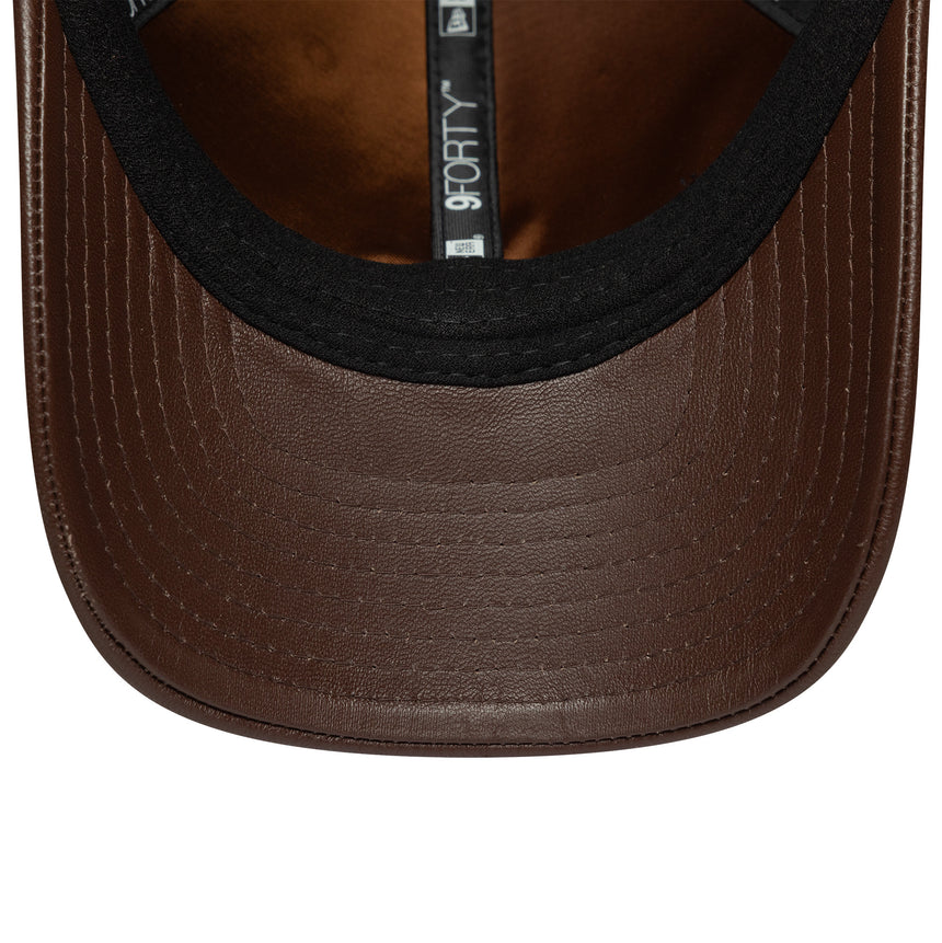 New York Yankees cap, leather, New Era, 9FORTY, plain, brown