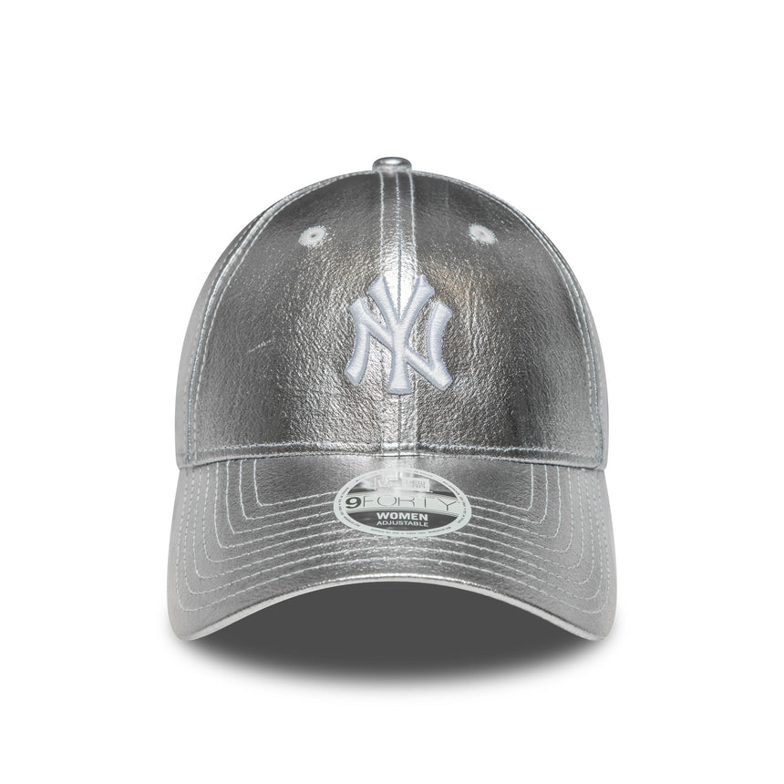 New York Yankees cap, metallic, New Era, 9FORTY, women, silver