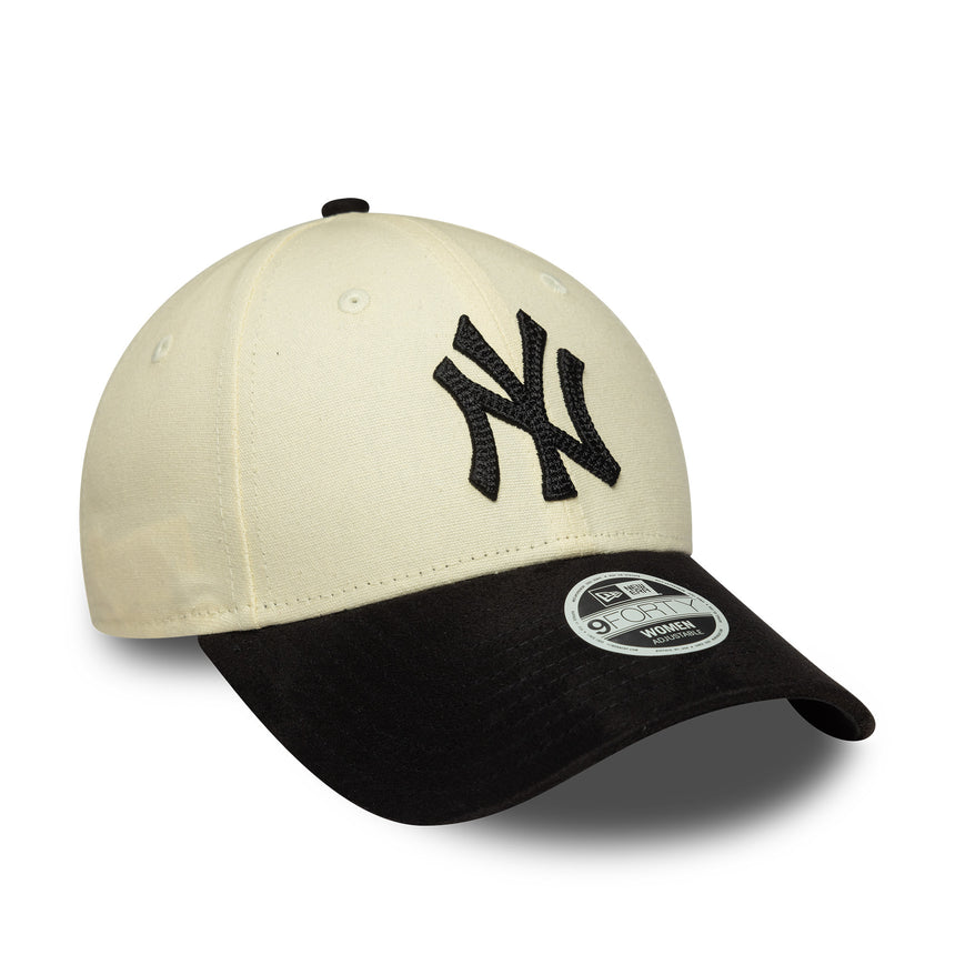 New York Yankees cap, faux suede, New Era, 9FORTY, beige-black