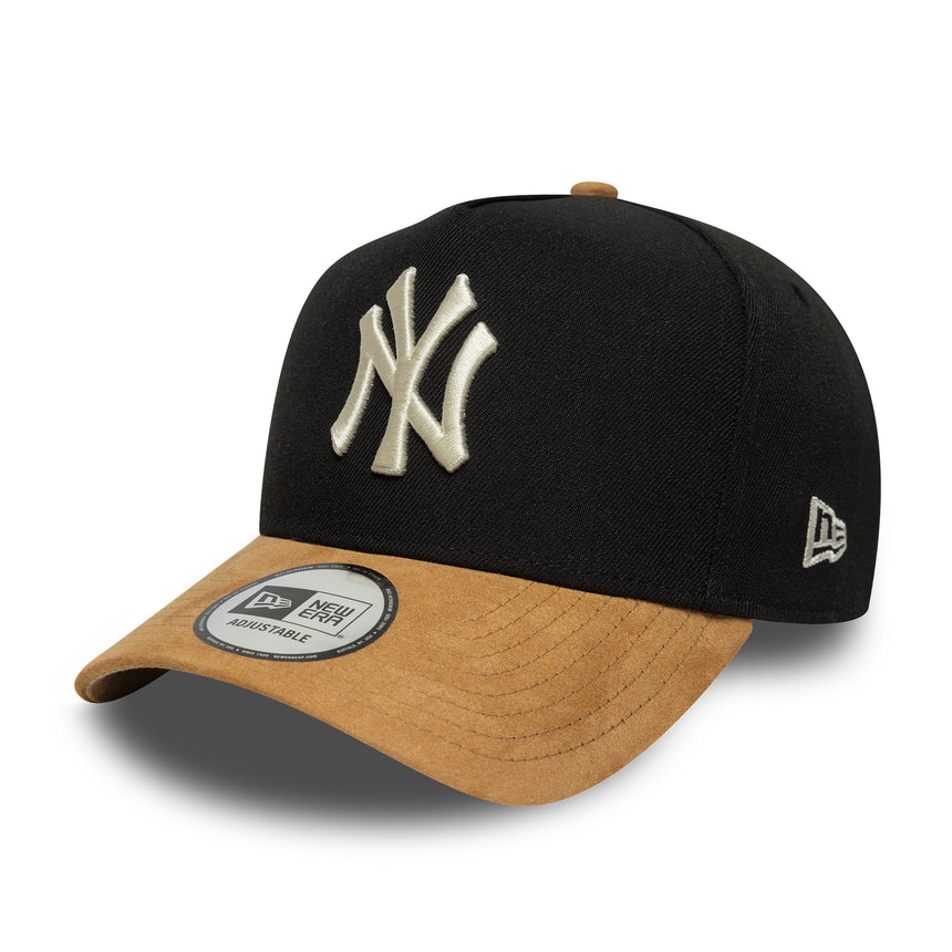 New York Yankees cap, suede visor, A-frame, 9FORTY, black