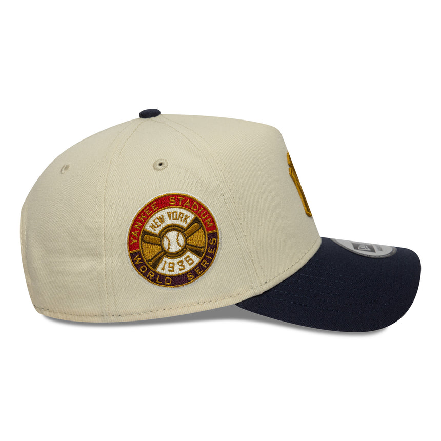 New York Yankees cap, patch, New Era, 9FORTY, A-frame, beige