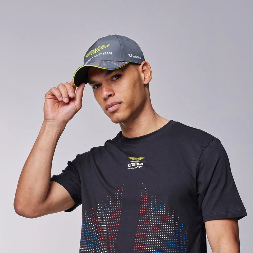 Aston Martin grey cap being worn