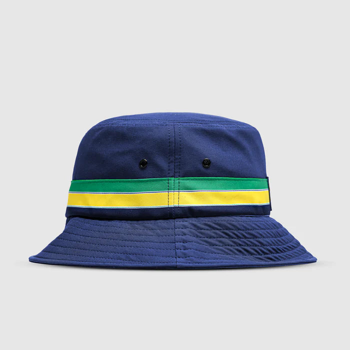 Ayrton Senna bucket hat, stripe, blue, 2025