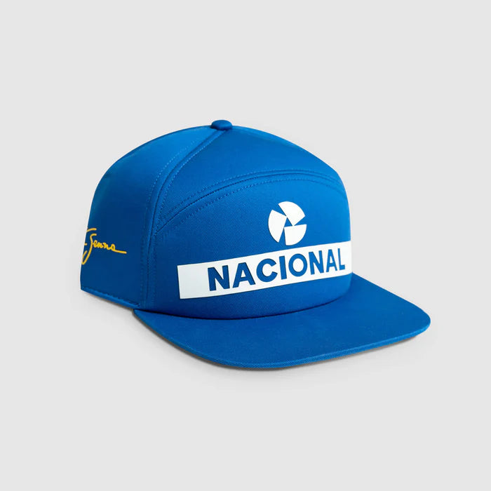 Ayrton Senna cap, Nacional, original 1984, with fabric hard case, blue, 2025
