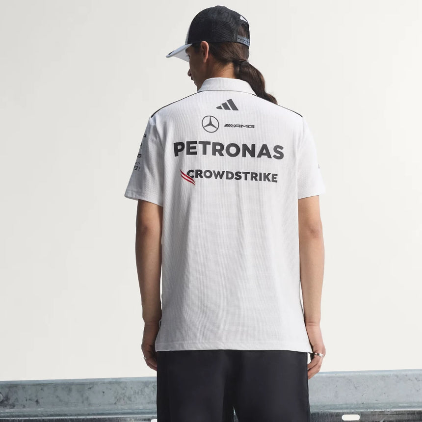 Mercedes polo, team, engineers, adidas, white, 2026