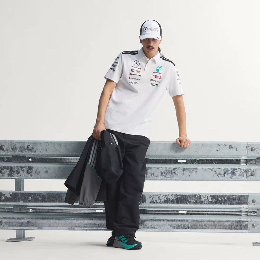 Mercedes polo, team, engineers, adidas, white, 2026
