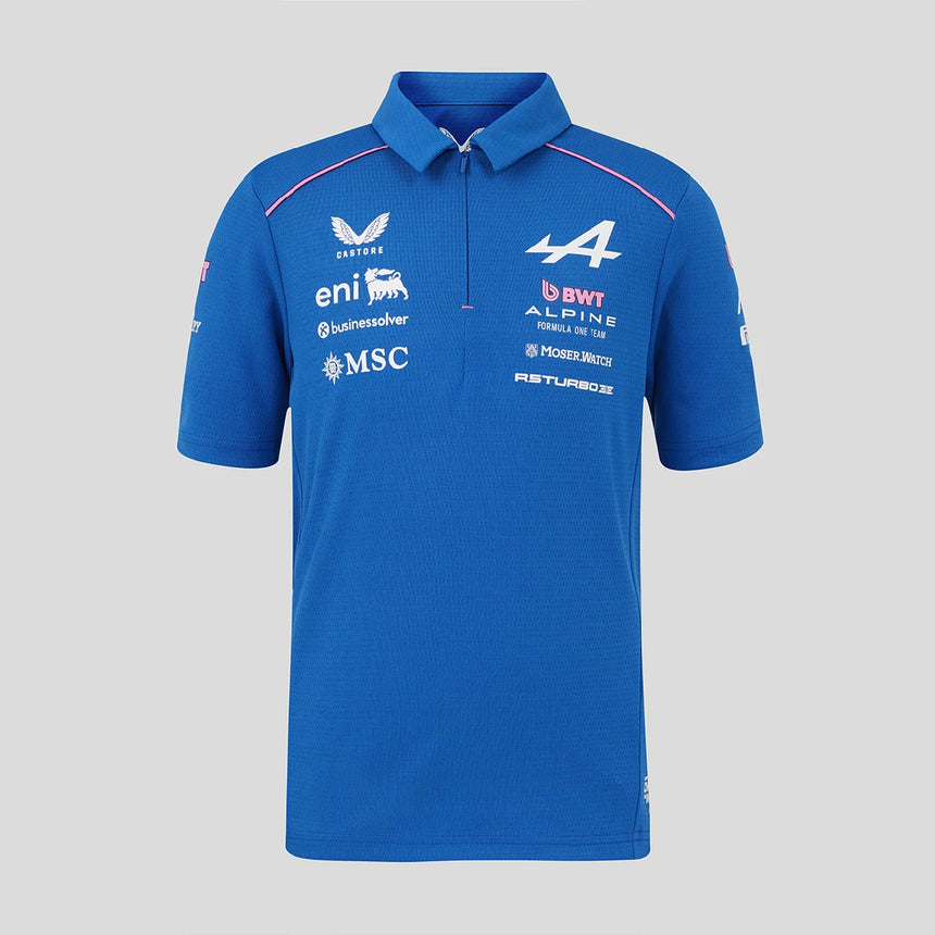 Blue T-shirt front view with BWT logo and Alpine branding