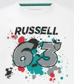 Mercedes George Russell T-Shirt, GEORGE #63, White, 2022