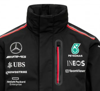 Mercedes Team Mens Rain Jacket, Black, 2023