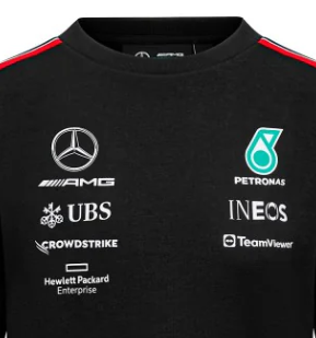 Mercedes Team Womens Crew Sweatshirt, Black, 2023