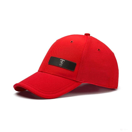 Red baseball cap with black Ferrari emblem