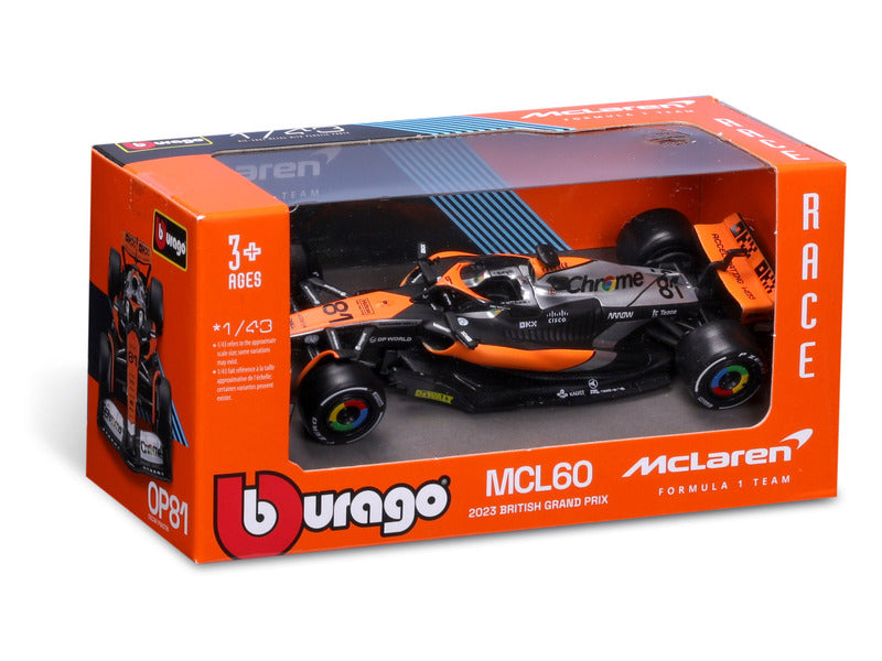 McLaren MCL60 model car, bburago, 1:43, Oscar Piastri #81, 2023