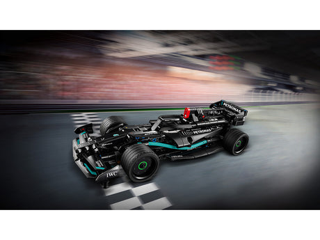 LEGO® Technic car model with PETRONAS branding on racetrack