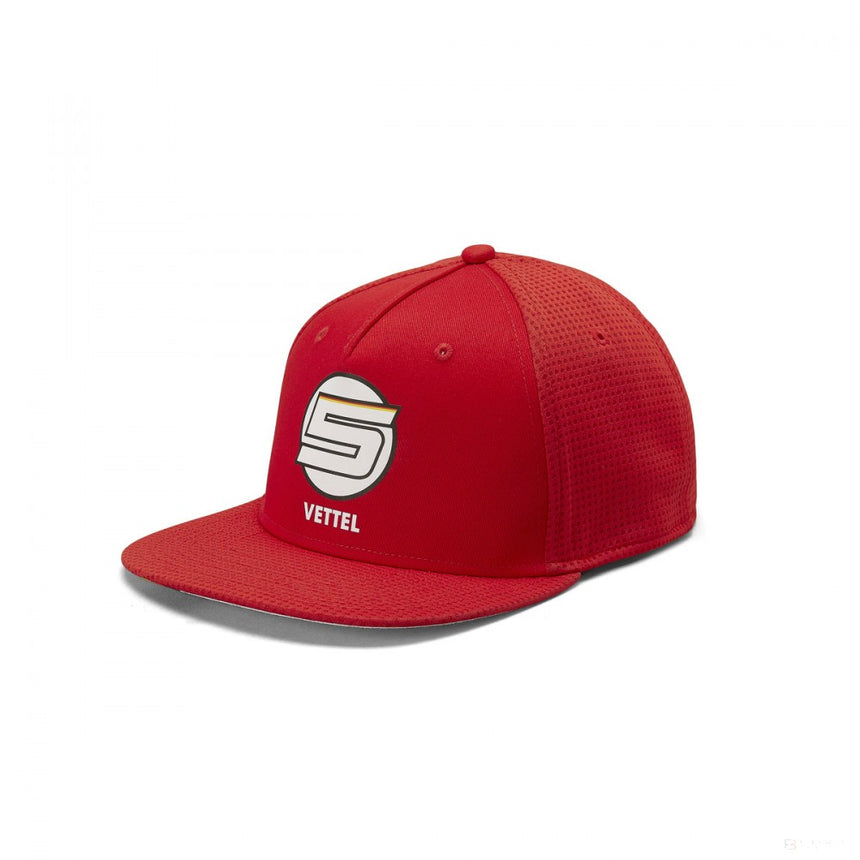 Ferrari Flatbrim Cap, Sebastian Vettel 5, Adult, Red, 2019 - FansBRANDS®