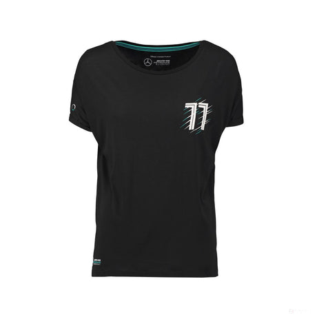 Mercedes Womens T-shirt, Bottas Valtteri 77, Black, 2018 - FansBRANDS®