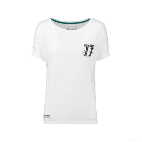 Mercedes Womens T-shirt, Bottas Valtteri 77, White, 2018 - FansBRANDS®
