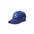 Blue baseball cap with white Mercedes emblem