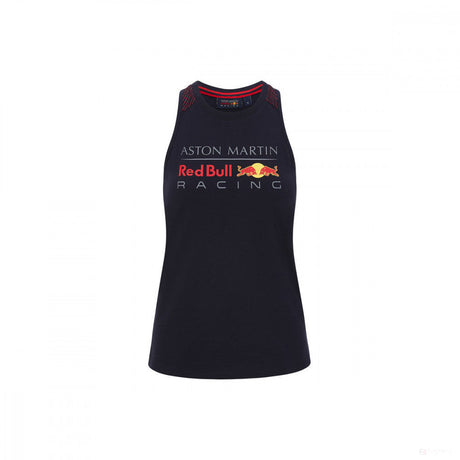 Women's sleeveless shirt with Aston Martin and Red Bull Racing logos front view