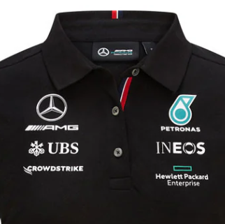 Mercedes Womens Polo, Team, Black, 2021
