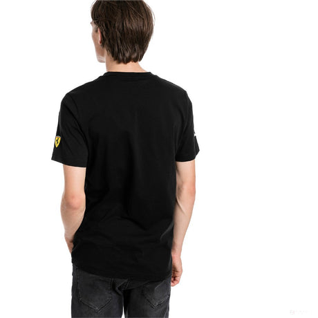 Ferrari T-shirt, Puma Big Shield Round Neck, Black, 2019 - FansBRANDS®