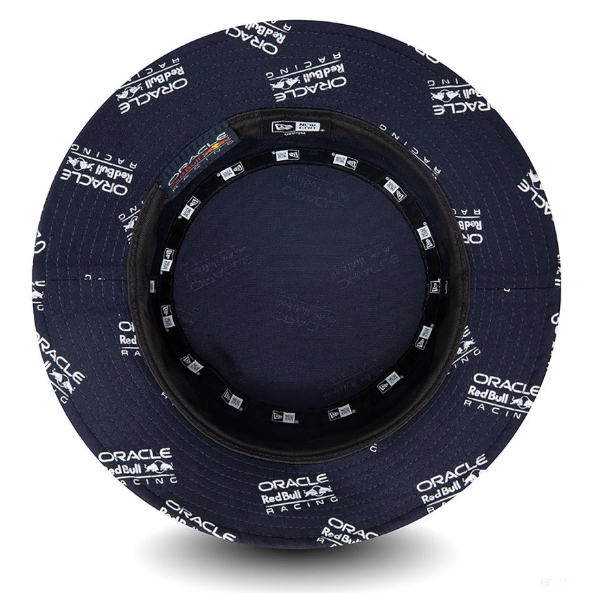 Blue bucket hat interior with Oracle and Red Bull Racing logos