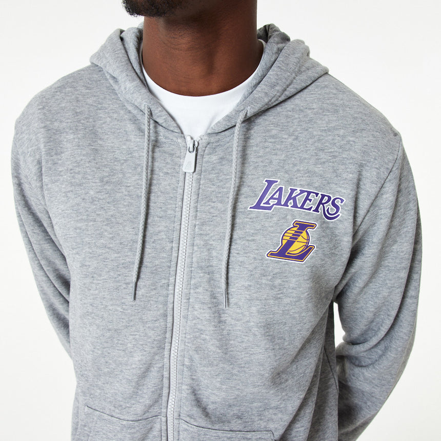 Los Angeles Lakers sweatshirt, hooded, fullzip, New Era, grey