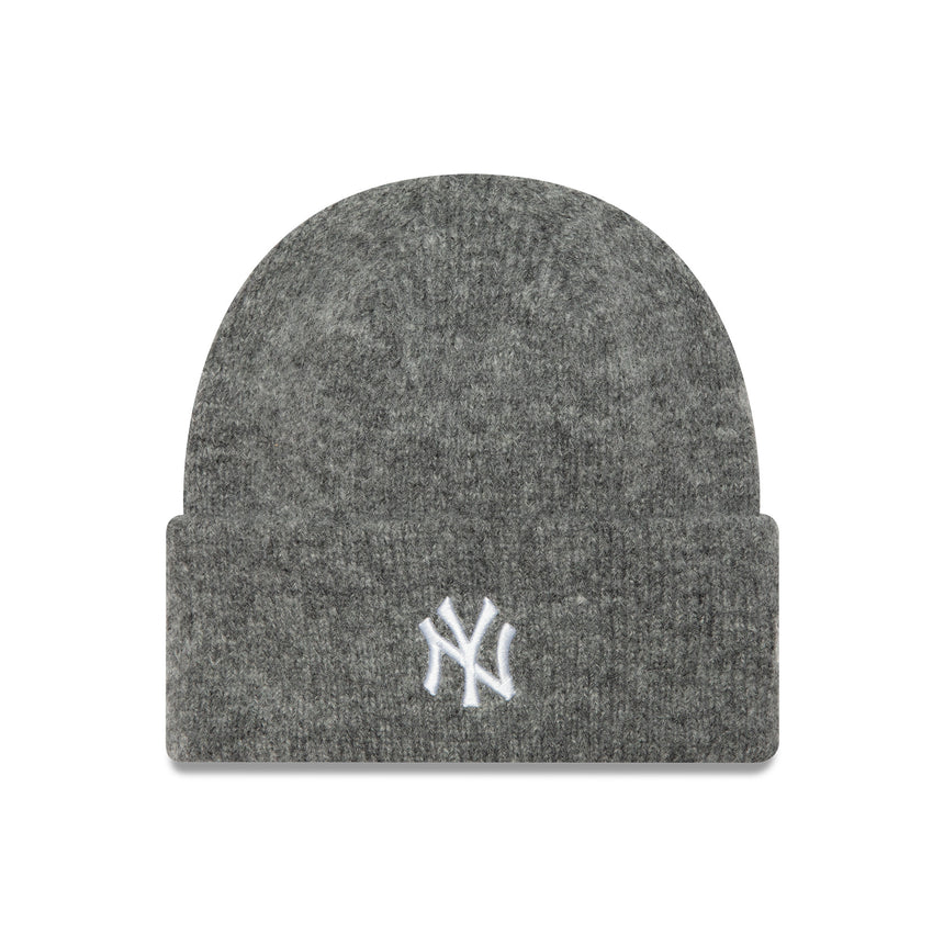New York Yankees beanie, women's wide cuff, New Era, gray