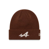 Alpine beanie, waffle cuff knit, New Era, brown