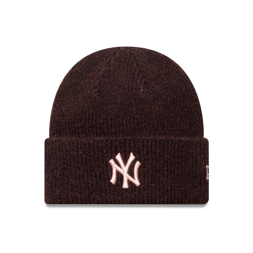 New York Yankees beanie, women's wide cuff, New Era, red