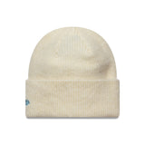 New York Yankees beanie, women's wide cuff, New Era, beige