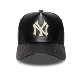 New York Yankees cap, leather, New Era, 9FORTY, black