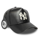 New York Yankees cap, leather, New Era, 9FORTY, black