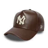 New York Yankees cap, leather, New Era, A-frame, brown