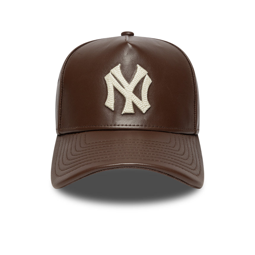 New York Yankees cap, leather, New Era, A-frame, brown