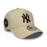 New York Yankees cap, beige SIDE PATCH, A-frame, New Era, 9FORTY, beige