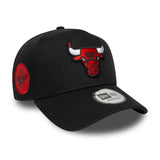 Chicago Bulls cap, side patch A-Frame, Chochago Bulls, A-frame, black