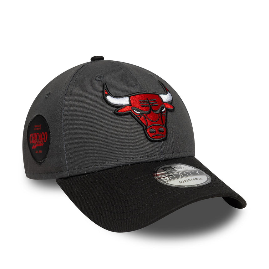 Chicago Bulls cap, SIDE PATCH, New Era, 9FORTY, grey, grey