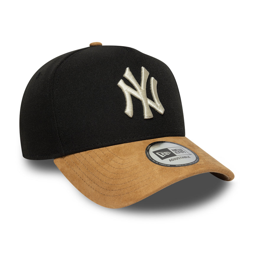 New York Yankees cap, suede visor, A-frame, 9FORTY, black
