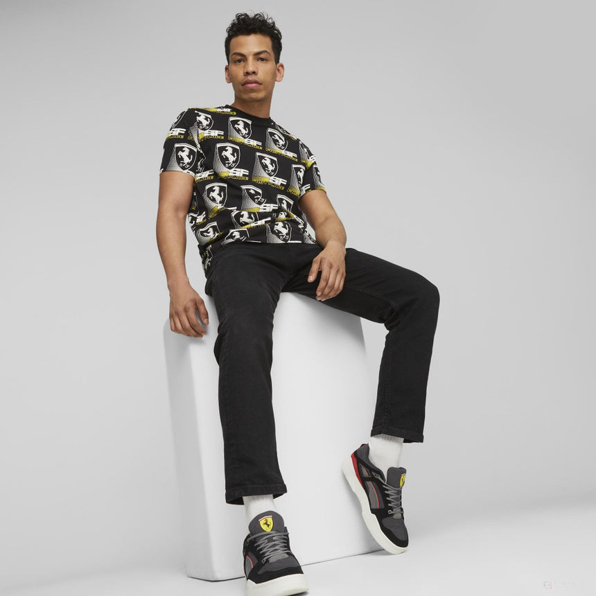 Ferrari t-shirt, Puma, Race AOP 2, black - FansBRANDS®