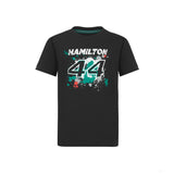 Mercedes Lewis Hamilton Kids T-Shirt, LEWIS #44, Black, 2022 - FansBRANDS®