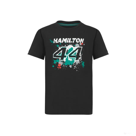 Mercedes Lewis Hamilton Kids T-Shirt, LEWIS #44, Black, 2022 - FansBRANDS®