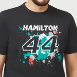 Mercedes Lewis Hamilton T-Shirt, LEWIS #44, Black, 2022 - FansBRANDS®